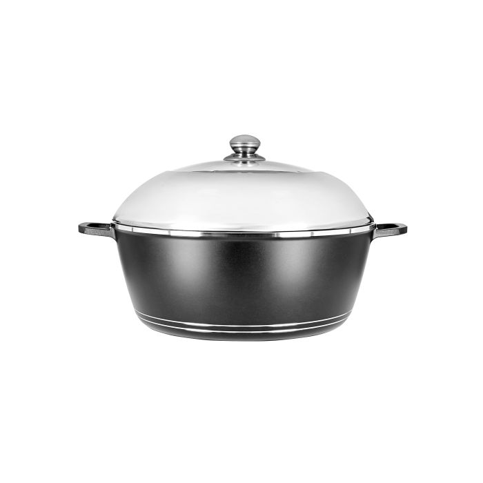Royalford RF8617 40cm Classic Plus Casserole with Glass Lid - Comfortable Handle, Durable, High-Quality Aluminium Construction | Non-Stick Coating | Ideal for Gas, Hot Plate, Induction & Ceramic Hobs