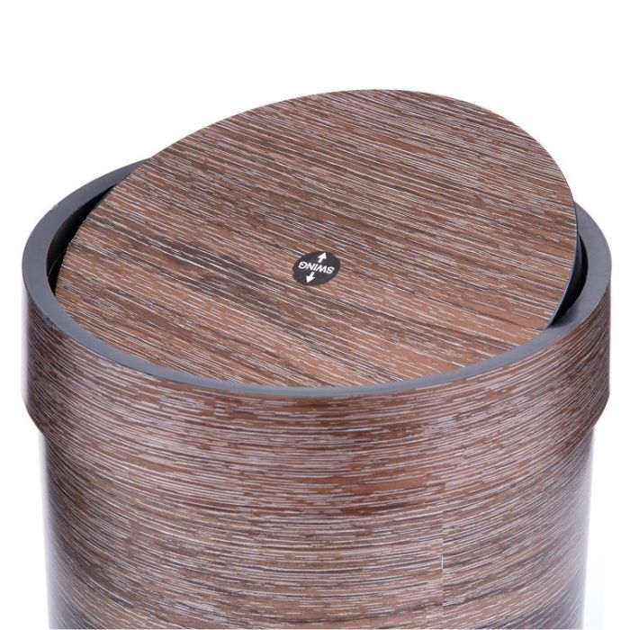 Royalford RF8693 8L Dust Bin - Swing top Lid, Durable Design, Unique Wood Finishing and Polymer Material - Trash Bin Perfect for Home or Office Use - Easy to Clean, Smooth Polishing Surface & Stylish Design