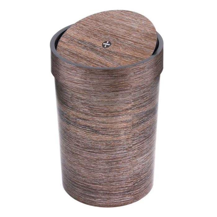 Royalford RF8693 8L Dust Bin - Swing top Lid, Durable Design, Unique Wood Finishing and Polymer Material - Trash Bin Perfect for Home or Office Use - Easy to Clean, Smooth Polishing Surface & Stylish Design