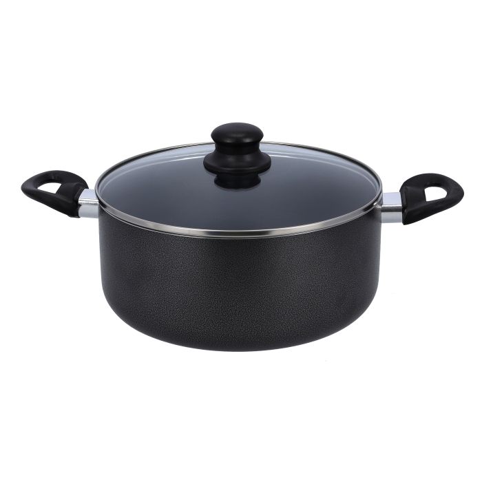 Royalford Aluminum 7 pieces cookware set RF8948 with non-stick coating and stainless steel Frames, Sauce pan, fry pan, casserole set, and 2 nylon tools included