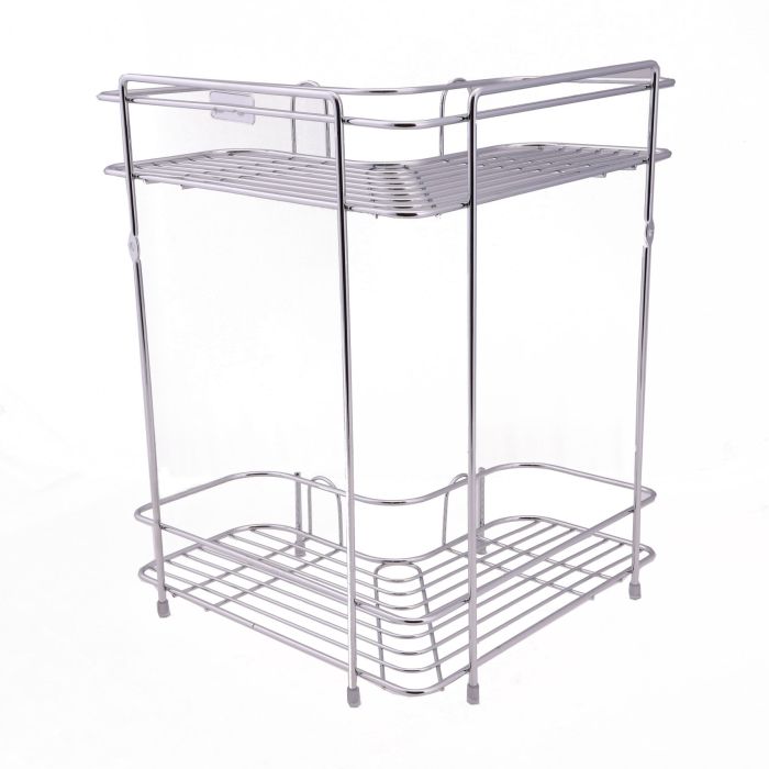 2 Tier Corner Rack - Rust Free Stainless Steel Shower Caddy Rack Bathroom Organizer Corner Shelf | Ideal for Bedroom, Bathroom, Kitchen or Living Room