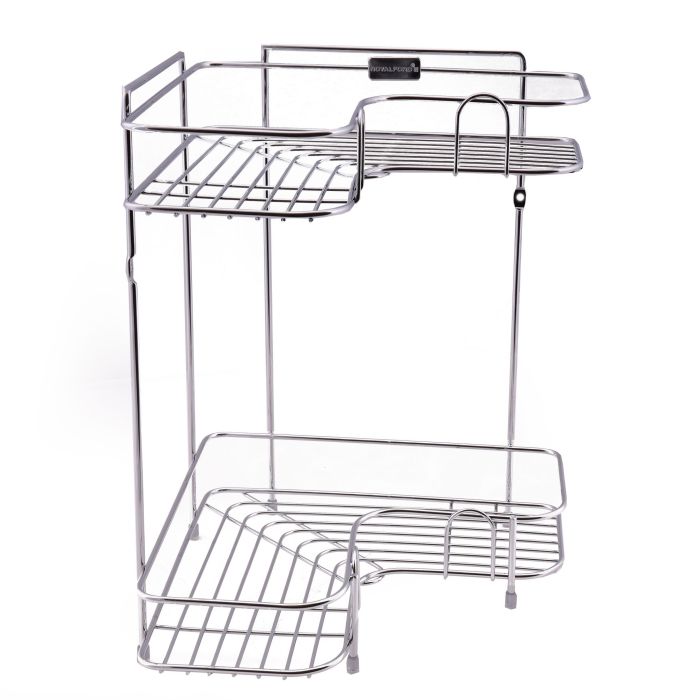 2 Tier Corner Rack - Rust Free Stainless Steel Shower Caddy Rack Bathroom Organizer Corner Shelf | Ideal for Bedroom, Bathroom, Kitchen or Living Room