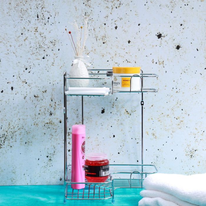 2 Tier Corner Rack - Rust Free Stainless Steel Shower Caddy Rack Bathroom Organizer Corner Shelf | Ideal for Bedroom, Bathroom, Kitchen or Living Room