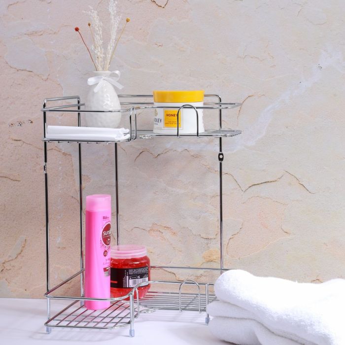 2 Tier Corner Rack - Rust Free Stainless Steel Shower Caddy Rack Bathroom Organizer Corner Shelf | Ideal for Bedroom, Bathroom, Kitchen or Living Room