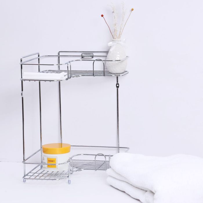 2 Tier Corner Rack - Rust Free Stainless Steel Shower Caddy Rack Bathroom Organizer Corner Shelf | Ideal for Bedroom, Bathroom, Kitchen or Living Room