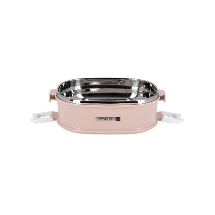 Royalford 1800ML Double Layer Rectangular Lunch Box - Leak-Proof & Airtight Lid Food Storage Container - High-Quality Stainless Steel Inner, Non-Toxic and Design - Portable and Dishwasher, Microwave Safe