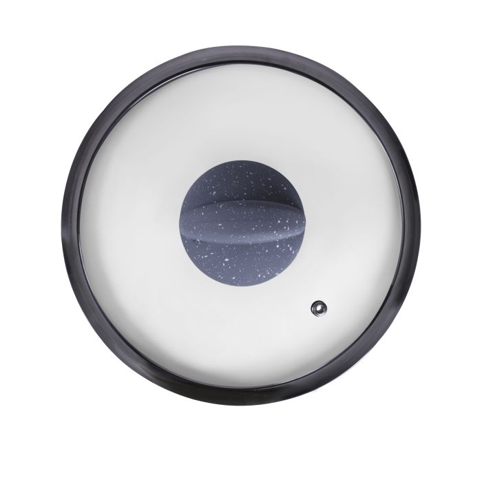 Royalford 22cm Smart Casserole with Glass Lid - Comfortable Handle, Durable, High-Quality Aluminium Construction | Non-Stick Granite Coating | Ideal for Gas, Hot Plate, Induction & Ceramic Hobs