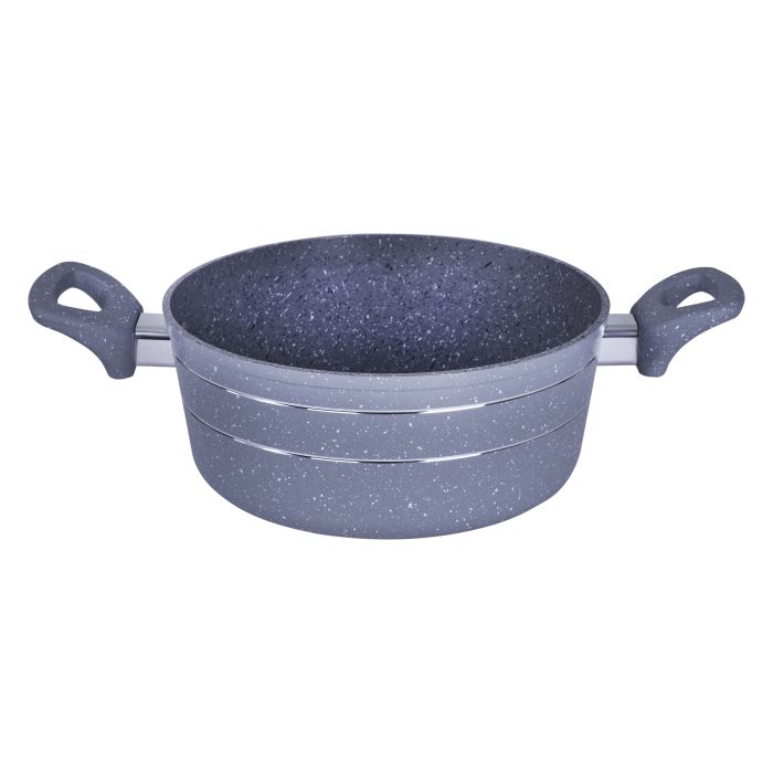 Royalford RF9471 30cm Die-Cast Aluminium Casserole with Glass Lid - Durable Marble Coating, High-Quality Aluminium Construction | Non-Stick Dish for Gas, Induction & Ceramic Hobs