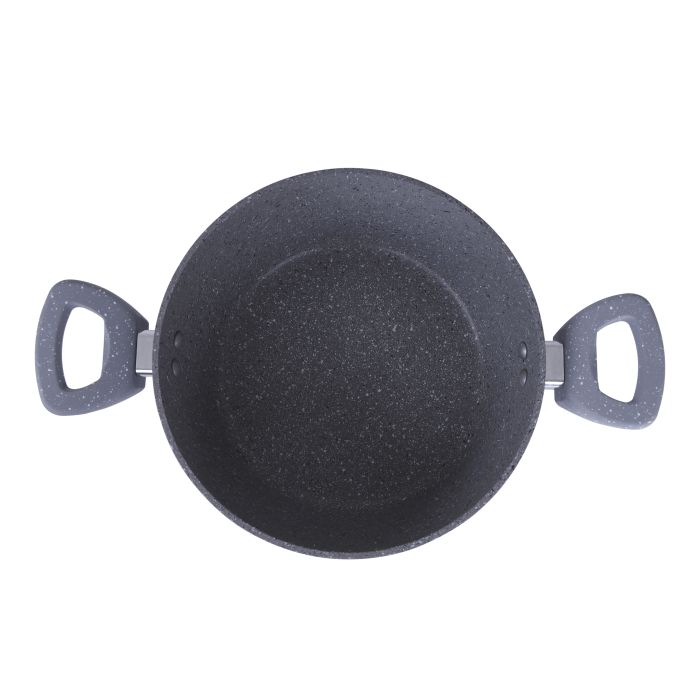 Royalford RF9471 30cm Die-Cast Aluminium Casserole with Glass Lid - Durable Marble Coating, High-Quality Aluminium Construction | Non-Stick Dish for Gas, Induction & Ceramic Hobs