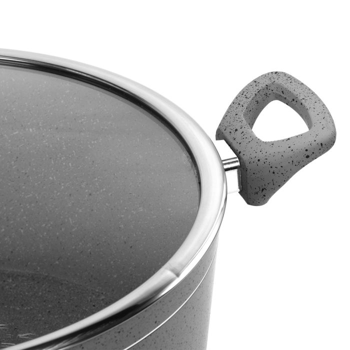 Royalford RF9472 Smart Casserole with Glass Lid - Durable Marble Coating, High-Quality Forged Aluminium Construction, Non-Stick Dish for Gas, Induction & Ceramic Hobs - 3.8MM Induction Bottom - (32x14) cm