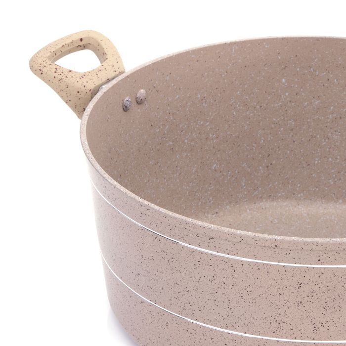 Royalford RF9472 Smart Casserole with Glass Lid - Durable Marble Coating, High-Quality Forged Aluminium Construction, Non-Stick Dish for Gas, Induction & Ceramic Hobs - 3.8MM Induction Bottom - (32x14) cm