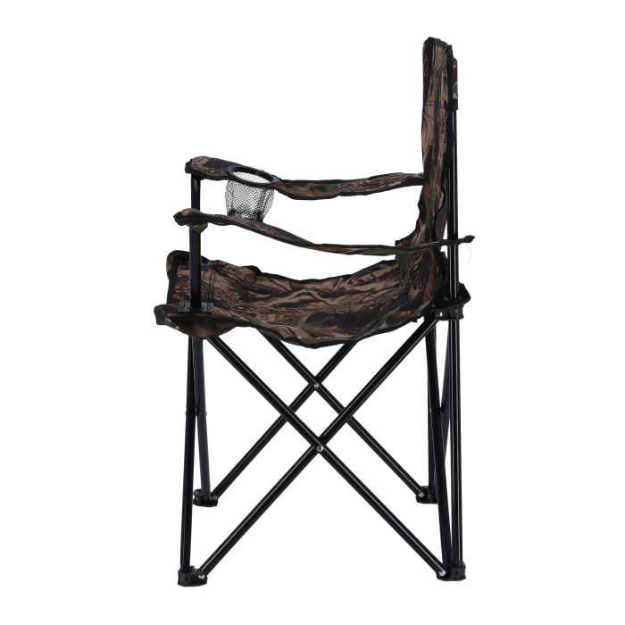 Royalford RF9509 Camping Hair With Carrying Bag Foldable - Compact Foldable, Heavy Duty Frame | Cup Holder, Storage Pocket | Shoulder Travel Bag, Outdoor, Festival, Beach | 265 lbs Capacity (Military Colour)