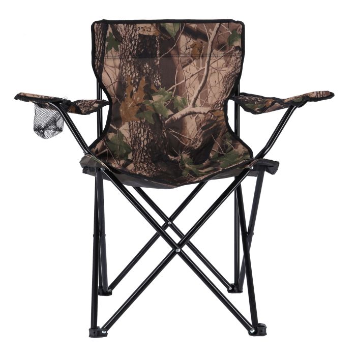 Royalford RF9509 Camping Hair With Carrying Bag Foldable - Compact Foldable, Heavy Duty Frame | Cup Holder, Storage Pocket | Shoulder Travel Bag, Outdoor, Festival, Beach | 265 lbs Capacity (Military Colour)