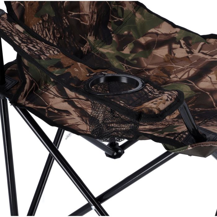 Royalford RF9509 Camping Hair With Carrying Bag Foldable - Compact Foldable, Heavy Duty Frame | Cup Holder, Storage Pocket | Shoulder Travel Bag, Outdoor, Festival, Beach | 265 lbs Capacity (Military Colour)