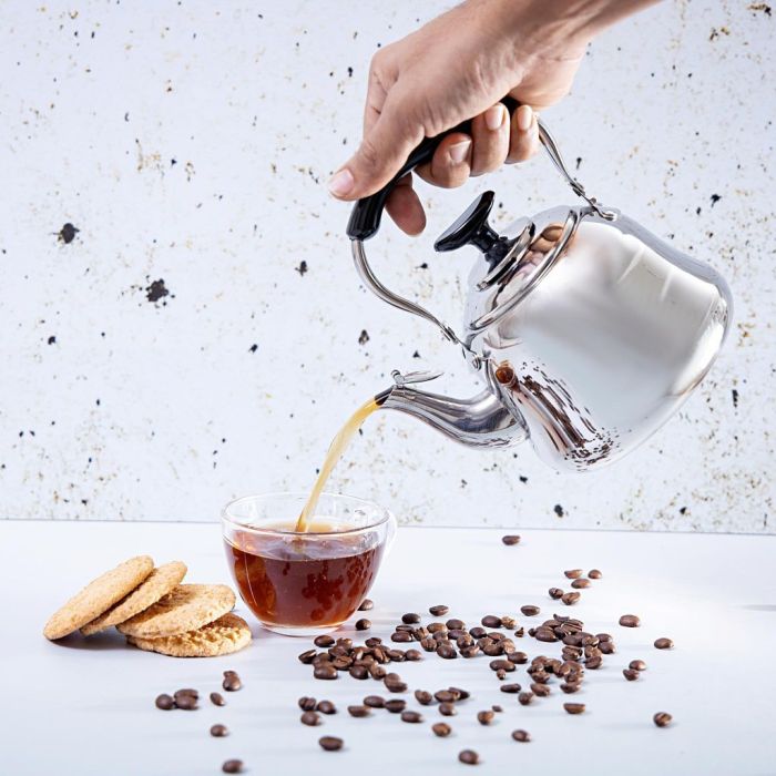 Royalford RF9563 1L Stainless Steel Whistling Kettle - Portable Whistling Tea Kettle with Heat Resistant Handle | Ergonomic Pouring Spout | Compatible with Gas, Induction, Hot Plate, Halogen, & Ceramic Tops