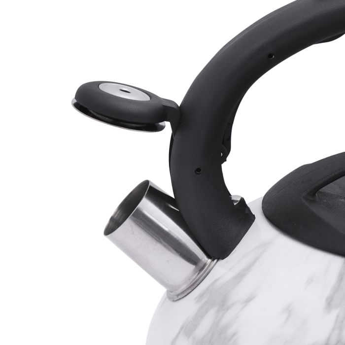 Royalford RF9668 3L Whistling Kettle - Portable Marble Design Whistling Tea Kettle with Heat Resistant Handle | Ergonomic Pouring Spout | Compatible with Gas, Induction, Hot Plate, Halogen, & Ceramic Tops