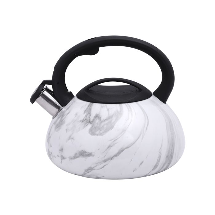 Royalford RF9668 3L Whistling Kettle - Portable Marble Design Whistling Tea Kettle with Heat Resistant Handle | Ergonomic Pouring Spout | Compatible with Gas, Induction, Hot Plate, Halogen, & Ceramic Tops