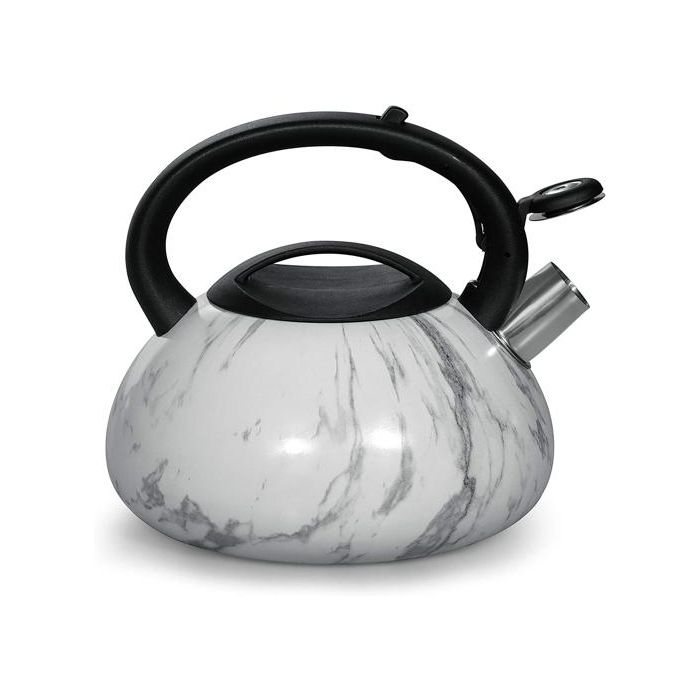Royalford RF9668 3L Whistling Kettle - Portable Marble Design Whistling Tea Kettle with Heat Resistant Handle | Ergonomic Pouring Spout | Compatible with Gas, Induction, Hot Plate, Halogen, & Ceramic Tops
