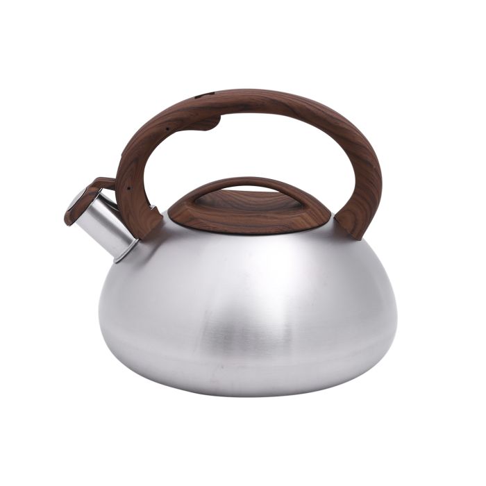 Royalford RF9669 3L Whistling Kettle - Portable Design Whistling Tea Kettle with Heat Wooden Finish Lid & Handle | Ergonomic Pouring Spout | Compatible with Gas, Induction, Hot Plate, Halogen, & Ceramic Tops