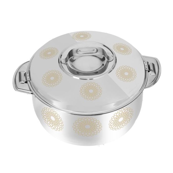 Royalford RF9712 Salwa Double Wall Stainless Steel Hot Pot 2000ML - Portable Extra Deep Hot Pot | Serving Dishes with Lids | Twist Lock | Hot Food Storage & Warmers Pots| Storage Saver for Everyday Use