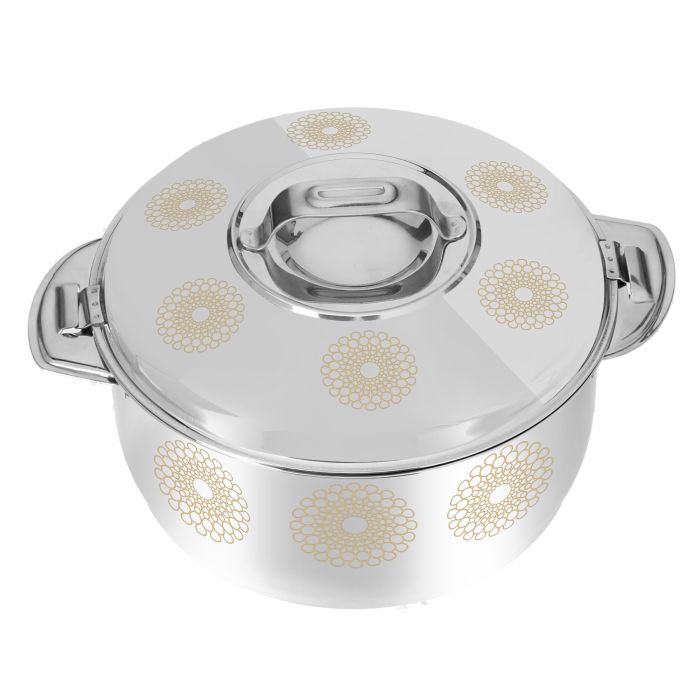 Royalford RF9713 Salwa Double Wall Stainless Steel Hot Pot 3000ML - Portable Extra Deep Hot Pot | Serving Dishes with Lids | Twist Lock | Hot Food Storage & Warmers Pots| Storage Saver for Everyday Use