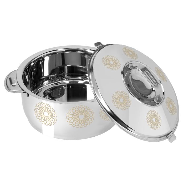 Royalford RF9713 Salwa Double Wall Stainless Steel Hot Pot 3000ML - Portable Extra Deep Hot Pot | Serving Dishes with Lids | Twist Lock | Hot Food Storage & Warmers Pots| Storage Saver for Everyday Use