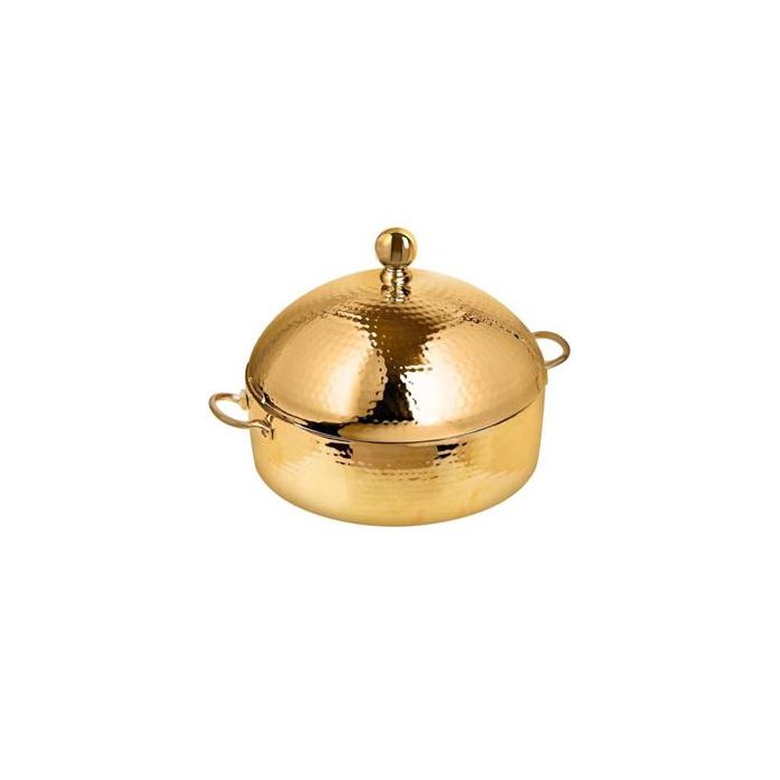 Royalford RF9722 4L Stainless Steel Monarch Dome Hot Pot | Insulated Serving Dish with Lid | Comfortable Handle | Ideal Catering, Storage Saver for Everyday Use | Keeps Food Warm or Cold (Gold)