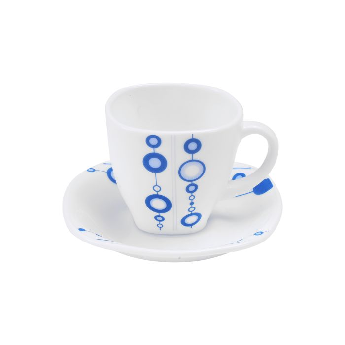 Royalford RF9760 97Pcs Opal Ware Dinner Set - Floral Design Plates, Bowls, Spoons, Cup & Saucer Tea Pot | Comfortable Handling | Ideal for Everyday Use, Family Get- Together, Restaurant, Banquet (Blue Design)