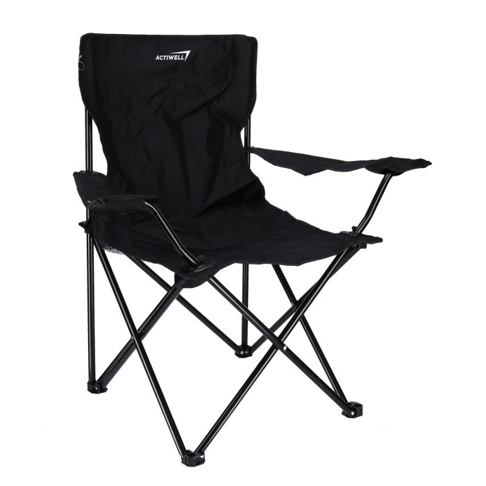Royalford Camping Chair with Carrying Bag Foldable - Compact, Foldable & Heavy Duty Frame | Cup Holder, Storage Pocket | Shoulder Travel Bag, with 265Lbs Capacity | Ideal for Outdoor, Festival, & Beach Use