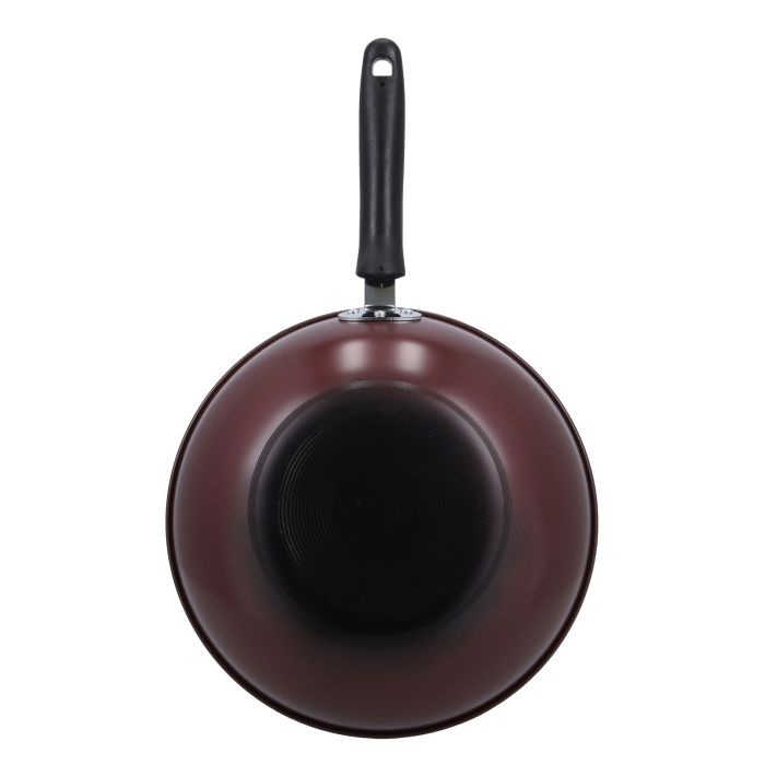 Royalford RF9768 32Cm Carbon Steel Wokpan - Long Handle Non-Stick Wokpan - Frying Pan, Black-Coated Saucepan Cookware | Ideal for Perfect For Frying, Steaming, Roasting, Making Soup & More