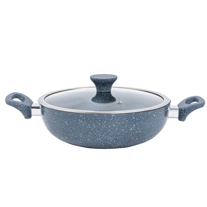 10pcs Forged Aluminium Cookware Set, Tempered Lid, RF9838GR | 3 Layer Durable Granite Coating forHealthy Cooking | Induction Compatible Base | Ideal for All Kitchen Cooking Tasks | Stay-Cool Handle