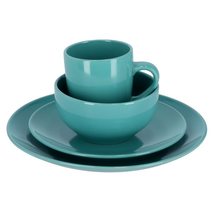 Royalford RF9868 16 Pcs Stoneware Dinner Set - Flat Dinner Plate, Side Plate, Bowl, Mug | Oven, Freezer & Dishwasher Safe | Serve Soup Pasta Noodles & More | Perfect for Home Restaurant Hotels & More