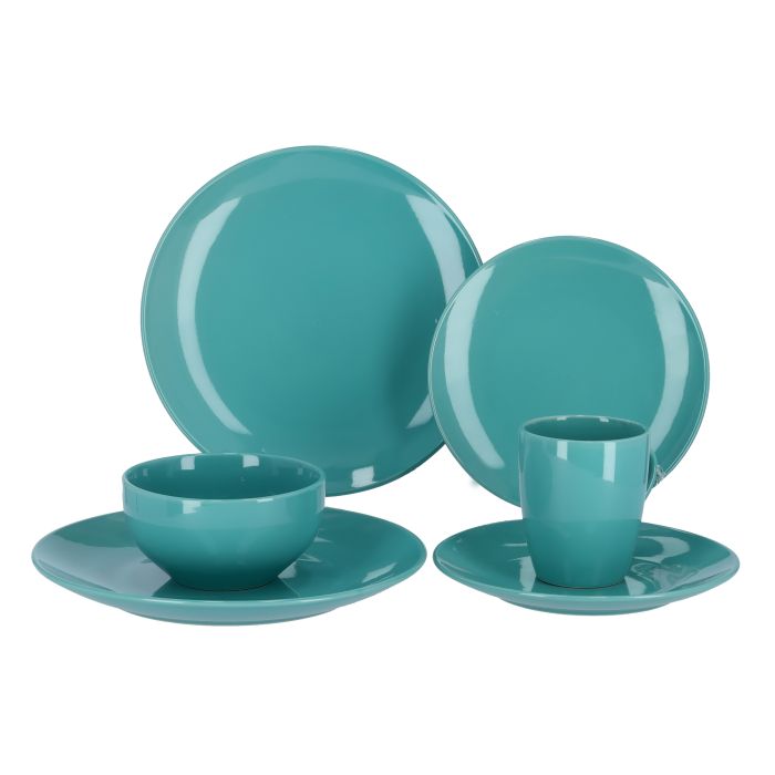 Royalford RF9868 16 Pcs Stoneware Dinner Set - Flat Dinner Plate, Side Plate, Bowl, Mug | Oven, Freezer & Dishwasher Safe | Serve Soup Pasta Noodles & More | Perfect for Home Restaurant Hotels & More