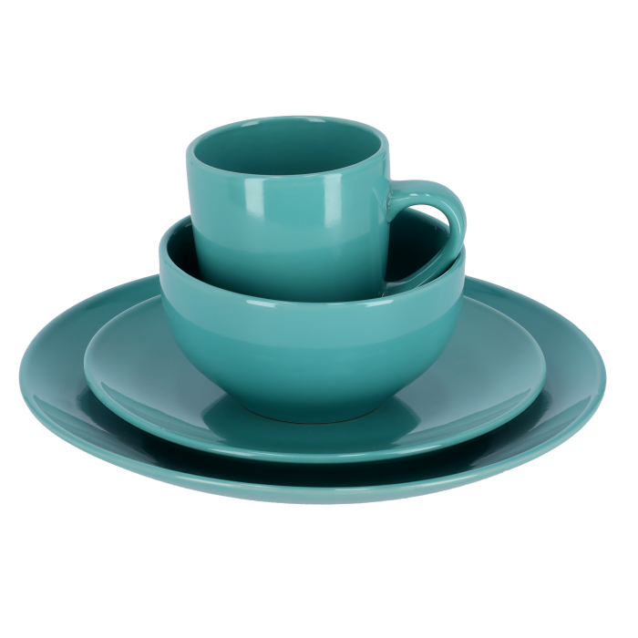 Royalford RF9868 16 Pcs Stoneware Dinner Set - Flat Dinner Plate, Side Plate, Bowl, Mug | Oven, Freezer & Dishwasher Safe | Serve Soup Pasta Noodles & More | Perfect for Home Restaurant Hotels & More