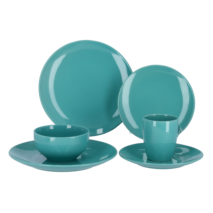 Royalford RF9868 16 Pcs Stoneware Dinner Set - Flat Dinner Plate, Side Plate, Bowl, Mug | Oven, Freezer & Dishwasher Safe | Serve Soup Pasta Noodles & More | Perfect for Home Restaurant Hotels & More
