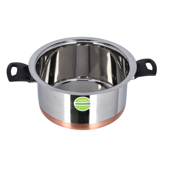 Stainless Steel Casserole, 23cm Copper Bottom Pot, RF9975 | Perfect for Soups, Stews | Large Cooking Stockpot with Cool Touch Handles & Lid for Family Size Cooking
