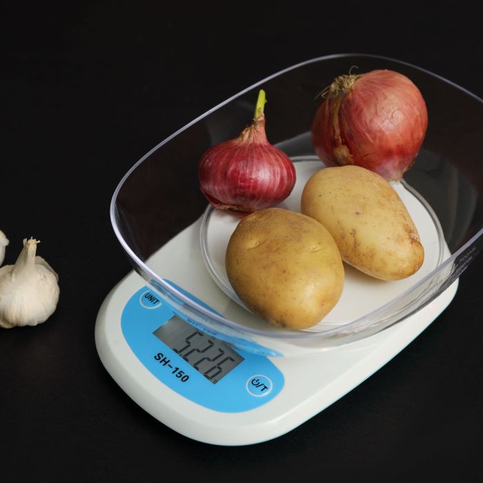 Royalford RF9980 Digital Kitchen Scale - Tare Function, Transparent Bowl & Body - Auto Zero & Auto Off Function - 5kg Capacity - Digital Display - Low Battery/ Overload Indication