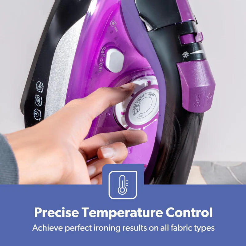 Geepas GSI24025 Ceramic Steam Iron | 3000W Powerful Iron with 480ml Water Tank | Adjustable Steam Control | Burst & Spray Function | Self-Cleaning | 2 Years Warranty