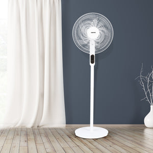 Geepas GF21159 Smart Stand Fan | WiFi & Bluetooth Control | 9-Hour Timer| 3-Speed Setting| 5 Blades| Full Copper Motor| Remote App| Adjustable Height| 2 Years Warranty