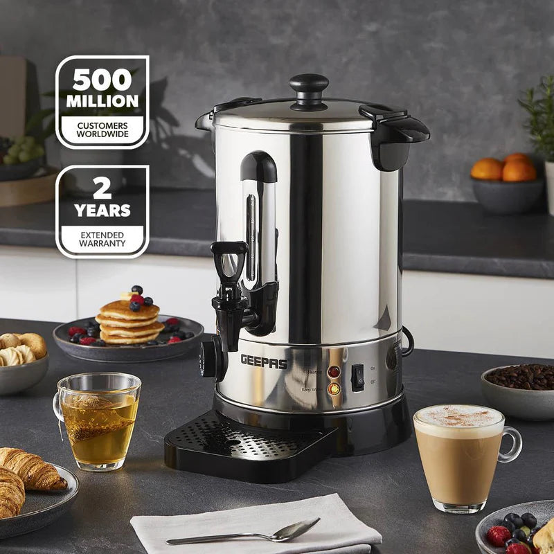 Geepas Stainless Steel Water Boiler 6.8L GK6154 | 1500W High Efficiency Electric Hot Water Dispenser| Durable Construction| Safe & Easy to Use| Perfect for Home & Office