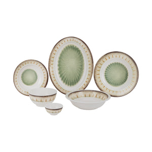Royalford RF12946 Greenyard 20Pc Melamine Dinner Set |elegant green design| break-resistant melamine| dishwasher safe use| perfect for everyday meals & special occasions
