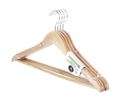 RoyalFord RF1903 4 Piece Rotating Wooden Hanger Set | Durable Clothes Hangers | 360 Degree Metal Hook |  Premium Wardrobe Closet Organizer | Perfect for Garment Storage