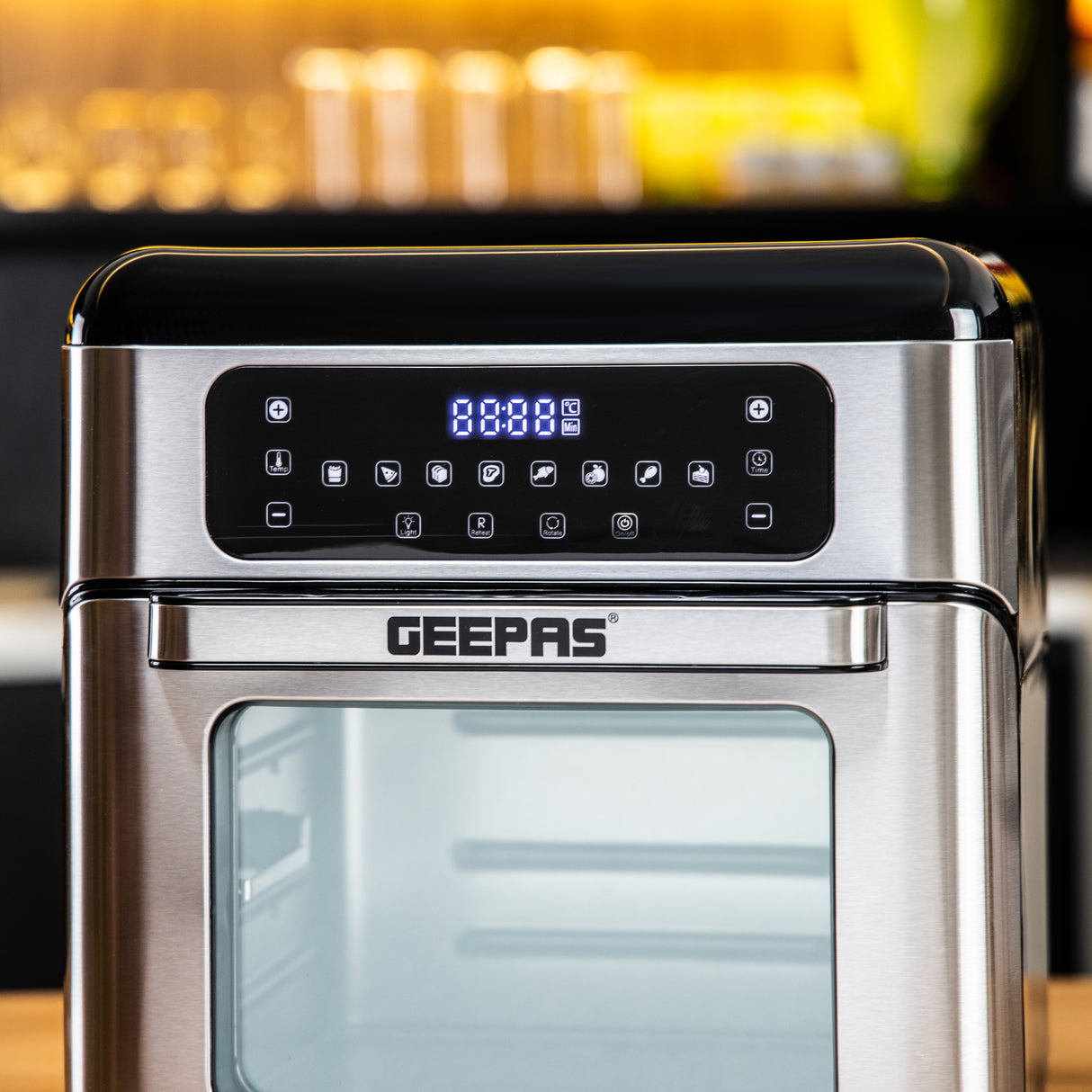 Geepas 1500W Air Fryer Oven Digital 9-in-1 Convection Air Fryer -Toaster Oven Combo Rotisserie & Dehydrator |  Oil-Free Countertop Oven | 90 min Timer |2 Years Warranty