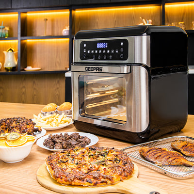 Geepas 1500W Air Fryer Oven Digital 9-in-1 Convection Air Fryer -Toaster Oven Combo Rotisserie & Dehydrator |  Oil-Free Countertop Oven | 90 min Timer |2 Years Warranty