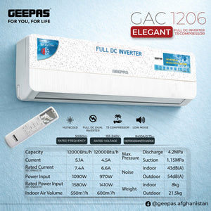 GEEPAS GAC1206 12000 BTU Full DC Inverter AC | R410A Refrigerant | T3 Compressor |Hot & Cold Function | Low Noise Operation | High Airflow | Convenient Remote Control