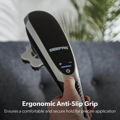 Geepas GM86097UK Cordless Handheld Massager | 3 Adjustable Vibration Levels| 3 Massage Modes| Rechargeable Battery| 15-Min Auto Timer| Anti-Slip Handle |2 Years Warranty