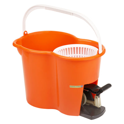 RoyalFord RF4238 Spin Easy Mop with Bucket | Stainless Steel Handle | Hands Free Wringing Microfiber Floor Cleaning Mop Set | Perfect for Home Tile & Marble Cleaning