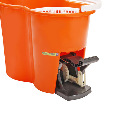 RoyalFord RF4238 Spin Easy Mop with Bucket | Stainless Steel Handle | Hands Free Wringing Microfiber Floor Cleaning Mop Set | Perfect for Home Tile & Marble Cleaning