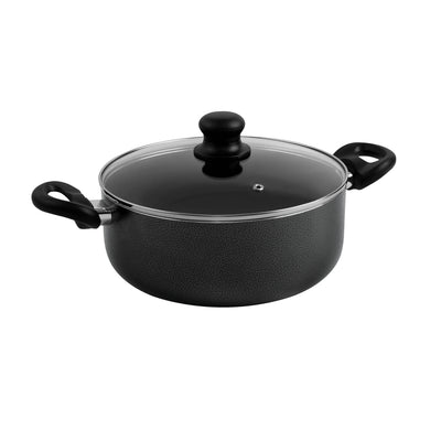 Royalford RF4999 8 Pcs Non-Stick Cookware Set | Glass Lids | Frypan | Saucepan & Casseroles | Durable Coating | Strong Handles | Dishwasher Safe for Daily Cooking Needs