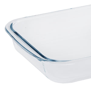 Royalford RF2694-GBD 1.8L Borosilicate Glass Baking Dish with Handles | Heat Resistant Oven, Microwave, Freezer & Dishwasher Safe Design | Clear Glass Casserole Dish